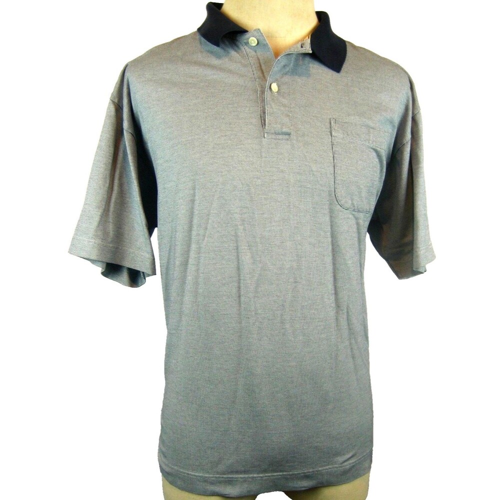 Mens Nautica Cotton Navy Blue Pinpoint Golf Polo Casual Shirt sz L/G
